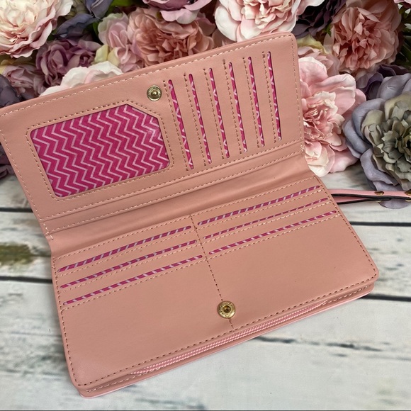 Pink Vegan Leather Cat Clutch Wallet Checkbook - Picture 9 of 15